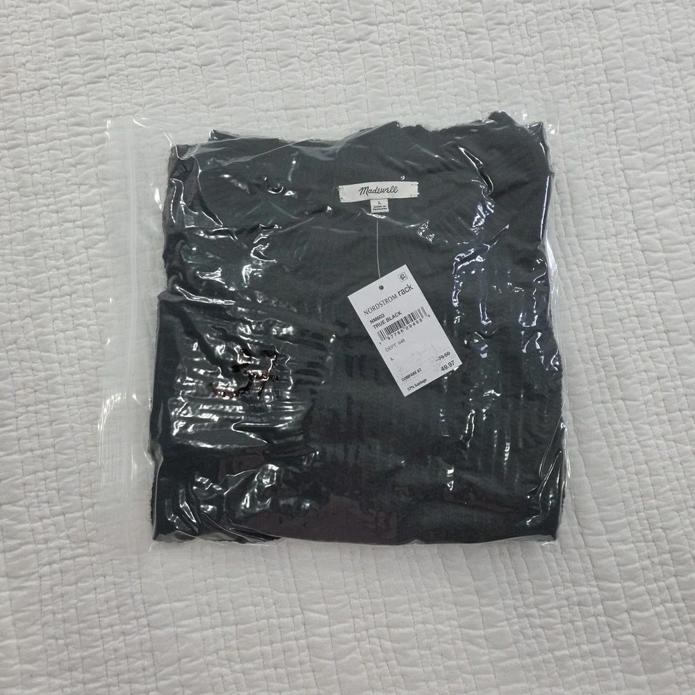 Madewell Alpaca Blend Sweater Women L Large True Black NEW Long Sleeve Crew Neck